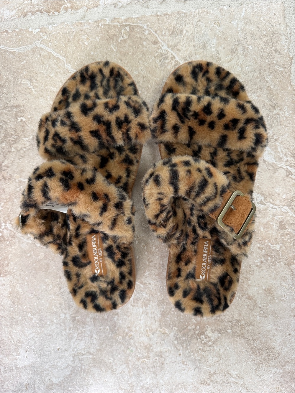 Koolaburra by UGG Leopard Print size 7 Faux-Fur Slide Sandals